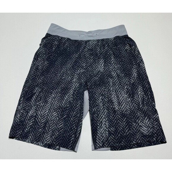 LULULEMON Grey Black T.H.E. Shorts 9" Lined Bleached Herringbone Mens Size Small - Picture 2 of 9